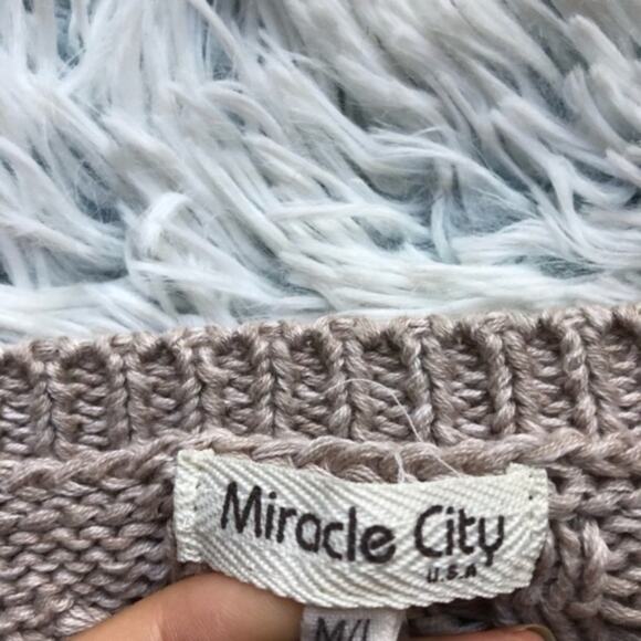 Miracle City Crochet Eyelet Knit Wool Blend Cottagecore Sweater - Picture 3 of 7